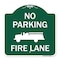 Signmission No Parking Fire Lane W/ Graphic, Green & White Aluminum Architectural Sign, 18" x 18", GW-1818-23624 A-DES-GW-1818-23624 - alternate 1